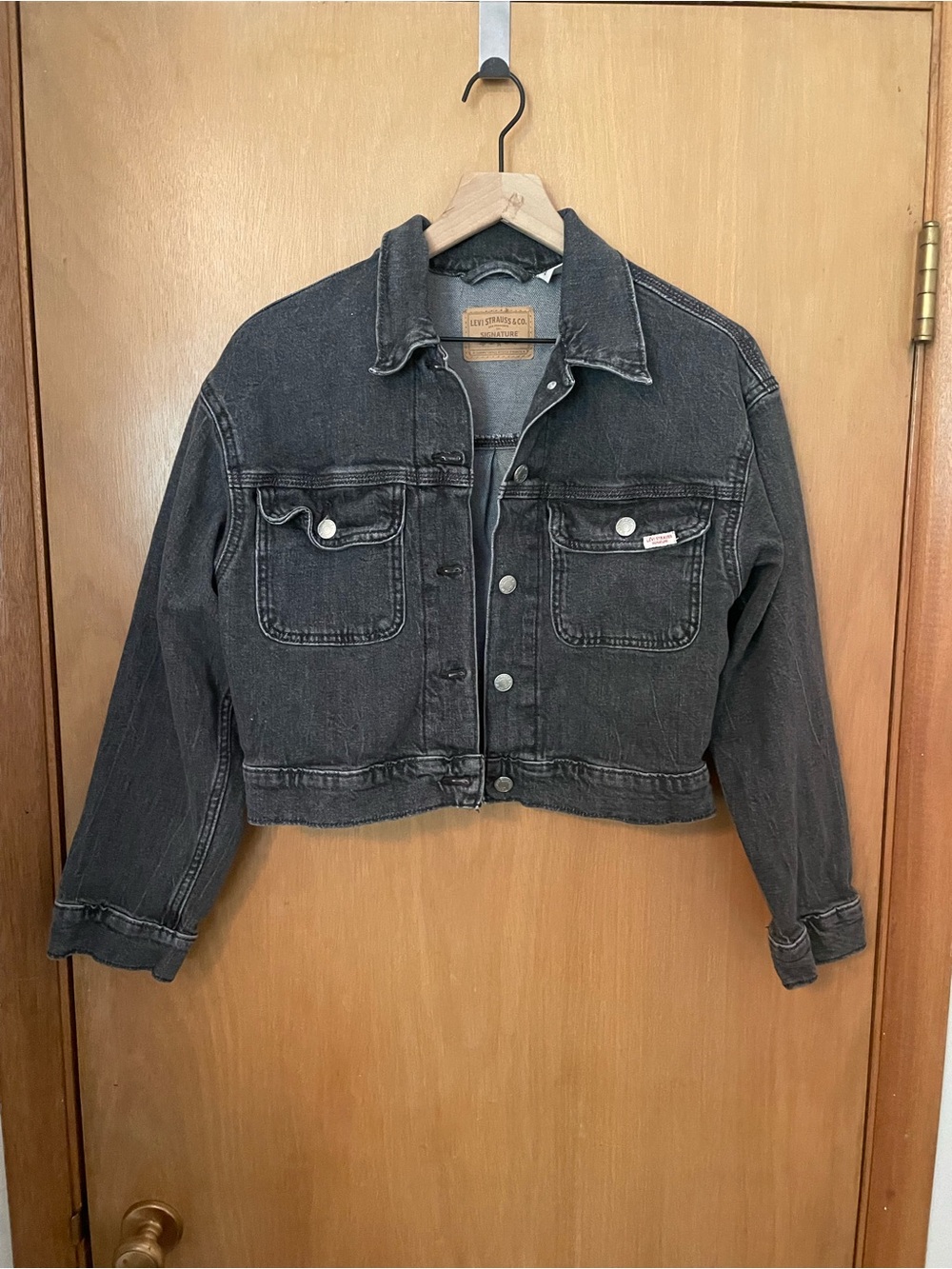 Levi’s Grey Cropped Denim Jacket Size M